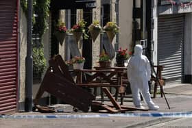 Police at the scene in Millisle after Saturday night's incident.  Photo: Press Eye