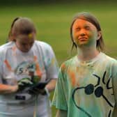 Covered in colour at the start of the Healthy Kidz Pride colour run in Lurgan Park on Sunday. LM35-221.