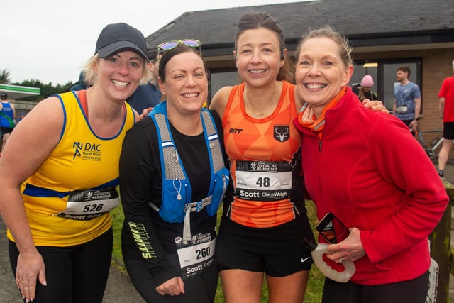 Enjoying the atmosphere at the Portadown Running Festival are from left, Jenny Keery, Terri Doherty, Pauline Bayliss and Kimberley Reynolds. PT12-211.