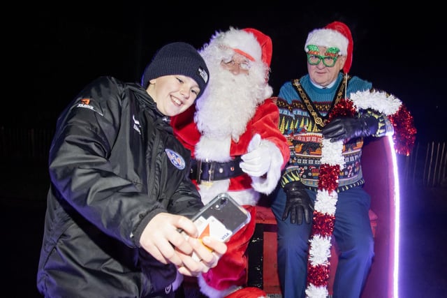 Getting  selfie with Santa (and the Mayor) at the Ballymoney Christmas lights switch-on