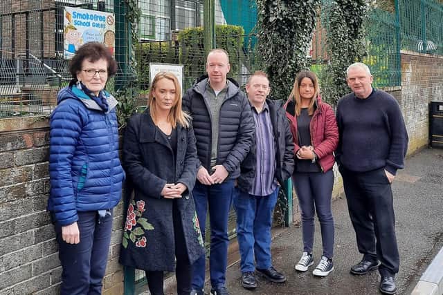 The St. Aloysius Parents Road Safety Group have met with a number of politicians to discuss the need for a crossing on the Ballinderry Road, including Sinn Fein's Gary McCleave, who is pictured with members of the group.