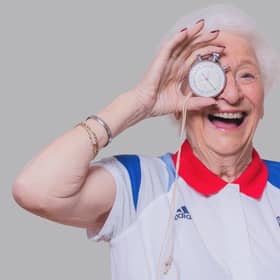Lady Mary Peters is captured with her stopwatch as part of the USL online exhibition ‘Objects of Resilience’ (Credit: Collette O'Neill)