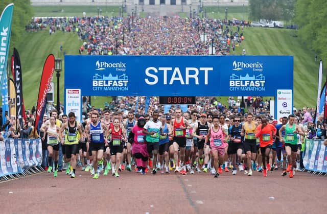 The Phoenix Energy Belfast City Marathon sets off from the Stormont Estate.