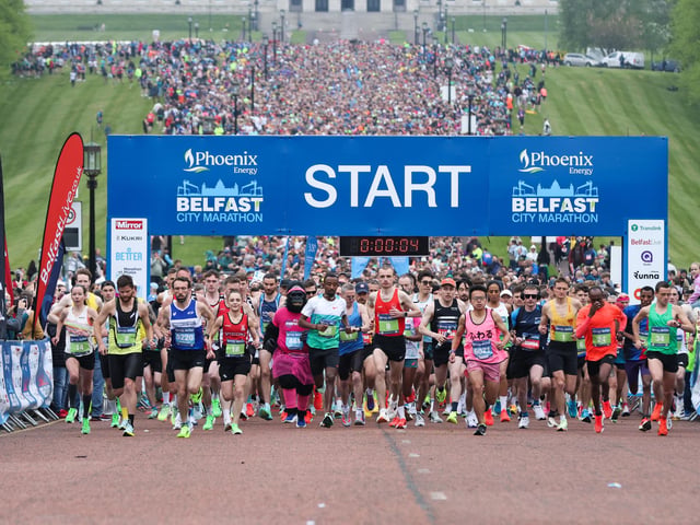 The Phoenix Energy Belfast City Marathon sets off from the Stormont Estate.