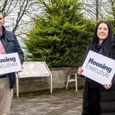 Chris Convery, Housing Executive Patch Manager, Magherafelt and Cathy Wright, Housing Executive Rural & Regeneration Unit pictured in Gulladuff, where the organisation is conducting research into local demand for social and affordable homes. Credit: Submitted
