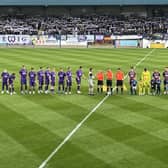 Erzgebirge Aue fans show support for the German club at Mourneview Park before kick-off against Glenavon in the special pre-season friendly. (Photo by National World)