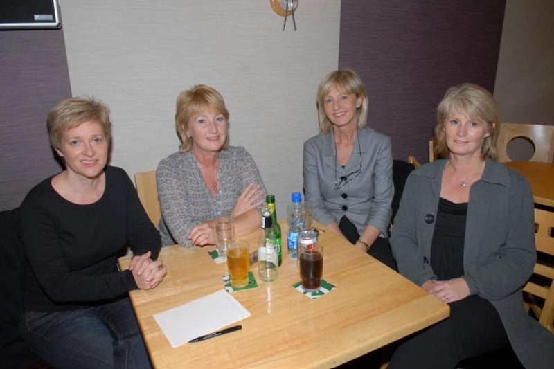 Kim Service, Lorna Liddle, Jane McNeill and Janet Thompson pictured at the 2009 quiz in the Olderfleet Bar for Breast Cancer Awareness.