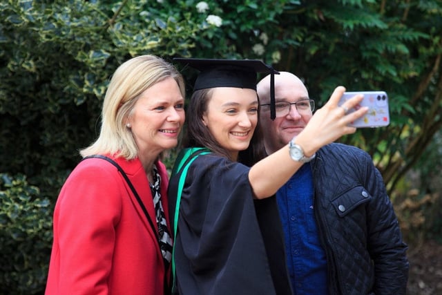 South West College (SWC) Dungannon graduate Zoe Black from Cookstown, with her parents celebrating her achievements on the Ulster University Foundation Degree in Science in Computing.