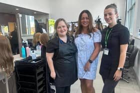 Amy Dunn and Leanne Hall, students from South West College were recently selected to compete at the WorldSkills regional hairdressing finals held in Belfast Met. The students are pictured with tutor, Mandy McMaster. Credit: SWC