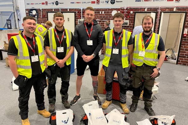 Three Level 3 Fire and Security Systems Apprentices from South Eastern Regional College (SERC) have come top place at the International Fire and Security Exhibition competition, with a fourth (Jamie Rusk) just missing out. The competition took place at EdExcel in London in June.  The wins  secure the young men a place at WorldSkills UK Finals in November (L - R) Matthew Blair (Ballinderry) employed by Building Protection Services (BPS); Jack Matthews (Belfast) employed by Surrey Security Systems (SSS); Chris Patterson, SERC Lecturer, Jamie Rusk (Lurgan), employed by Digital Fire & Security (DFS) and Erjon Berisha (Belfast) employed by Ashdale Engineering. Pic credit: SERC