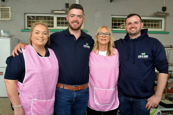 Working hard behind the scenes at the 'Double Trouble' charity weekend at Wolfe Tones GAC, Derrymacash are from left, organiser, Melissa Maginn, Padraig Maginn, Jacqueline Kane and Tiernan Maginn. LM35-244.
