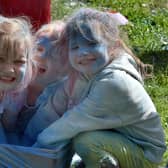 Junior pupils of Ballyoran Primary School enjoy the day out at the school charity colour run. PT21-207.