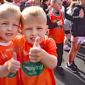 Thumbs up for the Armagh team ahead of Sunday's final from twins Jake, left, and Jayden Mulholland. PT19-205. Pictures by Tony Hendron