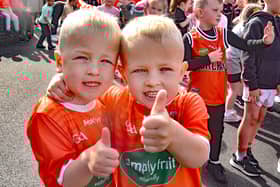 Thumbs up for the Armagh team ahead of Sunday's final from twins Jake, left, and Jayden Mulholland. PT19-205. Pictures by Tony Hendron