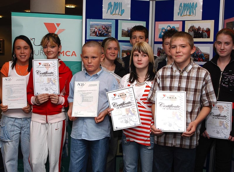 Pupils from St. Patrick's High School, Lisnagarvey High School and Dunmurry High School awarded their certificates of achievement after taking part in the Lisburn YMCA's Pupil Support Programme in 2006