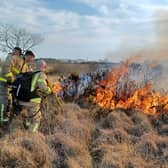 Firefighters were called to reports of a gorse fire at Conogher Road, Dervock, Ballymoney. Firefighters used beaters and knapsack sprayers to extinguish the fire. The cause of the fire is believed to be deliberate. CREDIT NIFRS