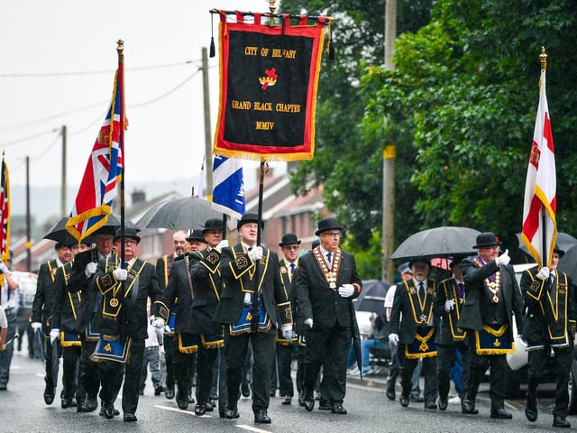 Taking part in the 'Last Saturday' parade in Dundonald.