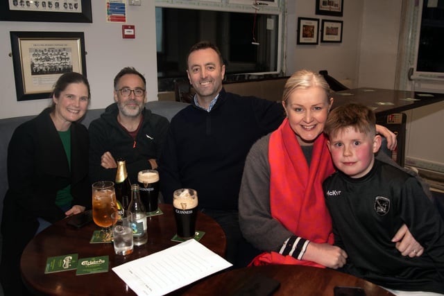 Supporting the St John the Baptist's College fundraising quiz on Friday night are from left, Niamh and Mick Mercer, Paidi McKeever, Orlagh Carmody and Jack Carmody. PT12-259.
