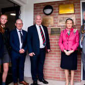 L-R Head Girl Kia McCartney; Headmaster Dr David Carruthers; Willie Oliver, President of the Board of Governors; Alison Millar, Lord Lietenant of County Londonderry; Cllr Steven Callaghan, Mayor of Causeway Coast and Glens Borough Council; Head Boy Jordan McAuley. Credit Morrow Communications