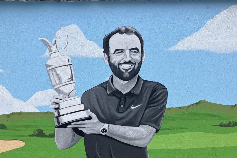 153rd Open winner Scottie Scheffler immortalised on the wall of Number 5 Portrush Road B&B.