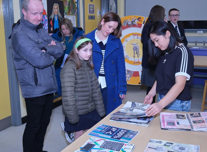 Visitors view some the excellent art work on display at the Sperrin Integrated College Open Event in Magherafelt.