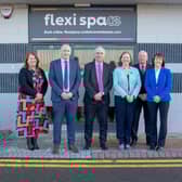 Pictured outside Cookstown Enterprise are Mid Ulster MP Cathal Mallaghan NI minister, Fleur Anderson MP, and guests | Supplied