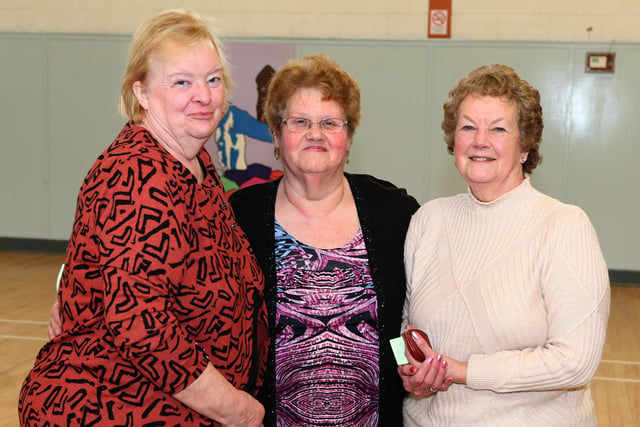 Rosemary Watson, June McBride and Margaret Graham, members of the Bushmills Ivy Leaf Club pictured at the Celebration Morning in Bushmills Community Centre as part of the "Yes we can do art and Norman Project" funded by the Arts Council NI