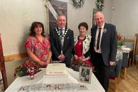 Pictured at the 40th anniversary celebration of Cookstown Floral Art Club are, from left, Denise Campbell, Eugene McConnell, Phyllis Boyd and James Burnside.