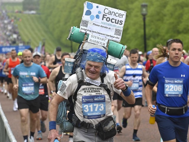 Raising money for a worthy cause at the Belfast City Marathon.