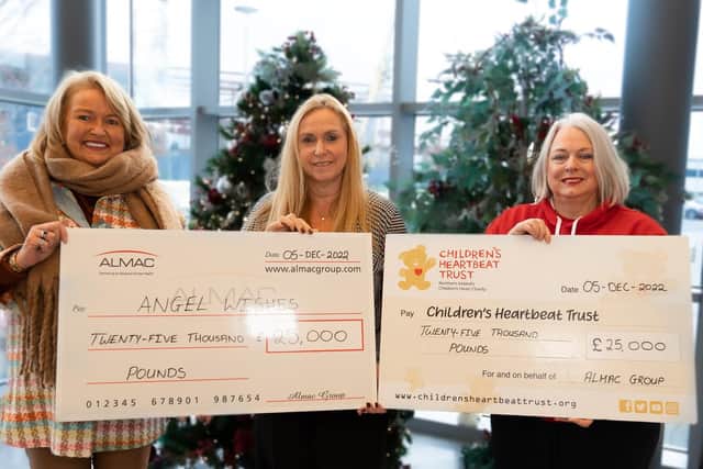 Gaye Kerr representing Angel Wishes, Elaine Gibson from Almac and Samantha Coleman, Children’s Heartbeat Trust.