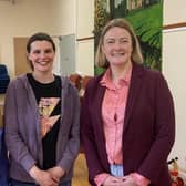 Toy Library Committee members Danielle Davis and Maeve Brisk with Cllr Joy Ferguson at Lawrencetown Community Centre.