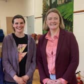 Toy Library Committee members Danielle Davis and Maeve Brisk with Cllr Joy Ferguson at Lawrencetown Community Centre.