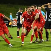 Dougie Wilson celebrating dramatic late equaliser