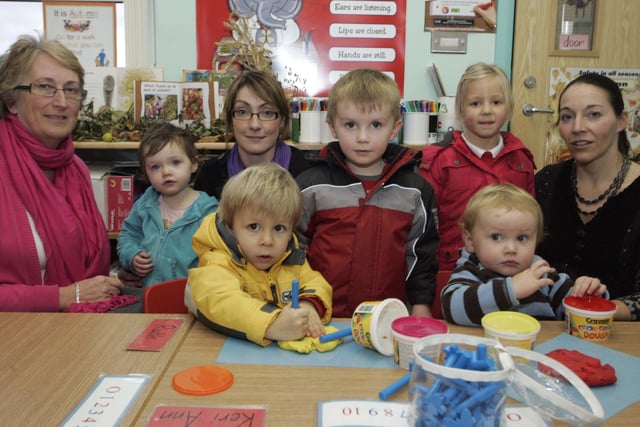 Teacher at the Eden PS Kerry Suitter (right), pictured with mum Sue-Ellen McAuley, her children Ben and Jake, Granny Aline McAuley and little friends Ella, Micah and Sakari at the school's 'Open Day' in 2009