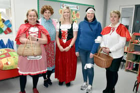 It wasn't just the pupils of Hart Memorial Primary School who dressed up for World Book Day as our picture shows teachers who also got into the spirit of the day. Staff pictured from left are, Michelle Giffin, Julie McLeod, Stack Eakin, Suzanne Clarke and Judith Lee. PT10-209.