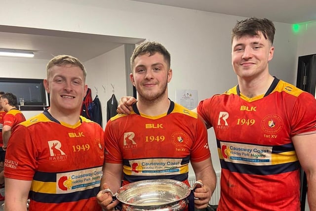 Players enjoying the celebrations after claiming the All-Ireland Junior Cup on Saturday.