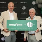 Celebrating 40 years: P McVey Building Systems founder Pat McVey and Director Adrian McVey at Ballyscullion Park. Supplied