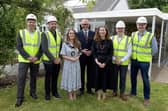 The construction team managing the F.E. McWilliam expansion are pictured with Lord Mayor Councillor Sarah Duffy, Council Chief Executive Roger Wilson and Gallery Curator and Manager Dr Riann Coulter.