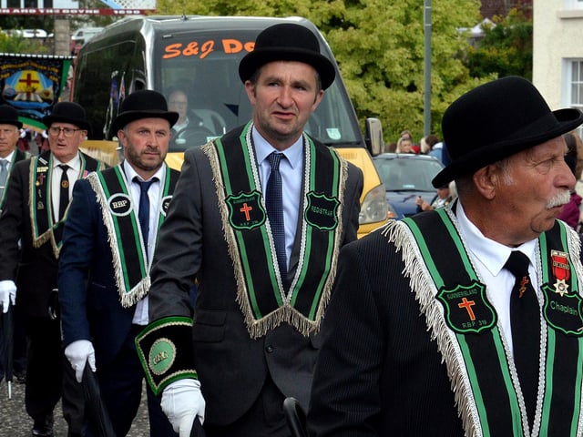 Marchers on parade in Loughgall on Saturday. PT35-216.