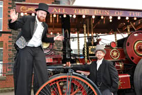 Thomas and Edward from Streetwise Circus pictured at the Whitehead Victorian Street Fair in 2019. INCT 44-001-PSB
