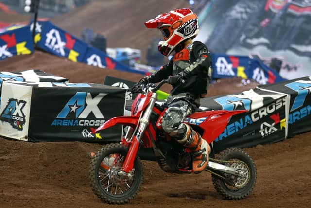 Max Jones from Kesh in Co Fermanagh finished fifth in the AX E5 Electric bike class in the final round of the 2023 UK Arenacross championship at the OVO Arena Wembley, London