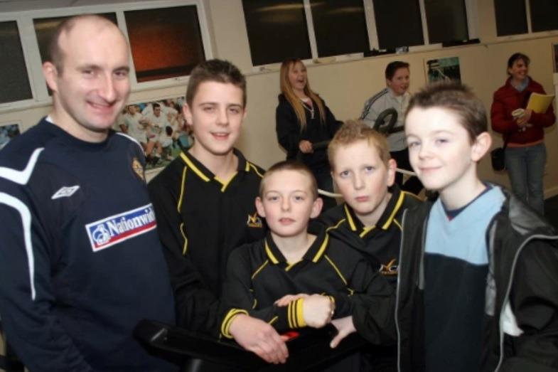 Mr Simon Smyth, Jim Vance, Jordan Boyd, Curtis McAteer and Stephen Ford at the NCHS open night in 2007.