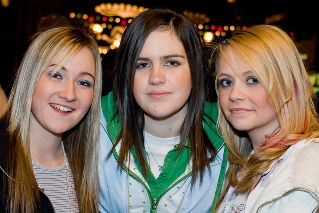 Sarah Murdock, Rachel Orr and Amy Masterson, at the switching on of Lisburn's Christmas lights in 2007
