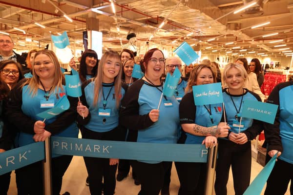 Primark colleagues welcome the first customers to the Craigavon store.
