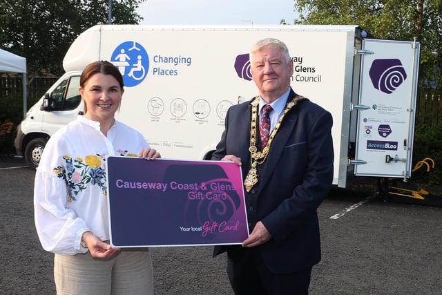 Sara Adair pictured with the Mayor of Causeway Coast and Glens Borough Council Councillor Steven Callaghan. Credit: Causeway Coast and Glens Borough Council