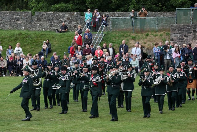 The Band of the Royal Irish Regiment play at the Investiture Ceremony in Hillsborough Fort