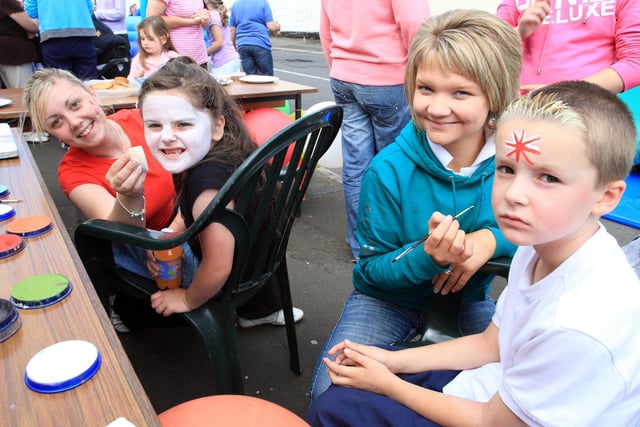 Face painting at the Rooks Nest Fun Day held in Armoy in 2009, included are Zareese McNeill, Beverley Smyth and little Rebecca and Billy
