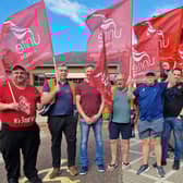 Members of Unite and other unions attend protest at Craigavon Civic Centre amid claims one of their colleagues working for Armagh, Banbridge and Craigavon Council was sacked.