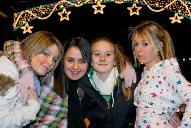 Rebekah Allen, Charlene Franklin, Heidi Sandell and Paula Renyolds, at the switching on of Lisburn's Christmas lights in 2007