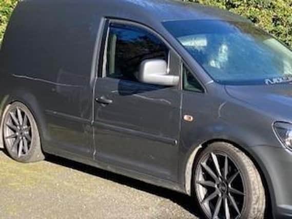 Police are appealing for information in relation to criminal damage caused to a VW Caddy van which was parked in the area of Margretta Park in Lurgan. Picture: supplied by PSNI